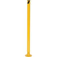 Spring Loaded Bollard, Steel, 42" H x 2-1/8" W, Yellow Action Paper