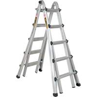 Telescoping Multi-Position Ladder, Aluminum, 300 lbs., CSA Grade 1A Action Paper