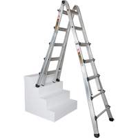 Telescoping Multi-Position Ladder, Aluminum, 300 lbs., CSA Grade 1A Action Paper