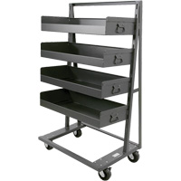 Single-Sided Heavy Duty A-Frame Cart with 4 Large Lipped Trays, 38" x 25" x 63", 2500 lbs. Capacity Action Paper