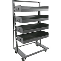 Single-Sided Heavy Duty A-Frame Cart with 4 Large Lipped Trays, 38" x 25" x 63", 2500 lbs. Capacity Action Paper