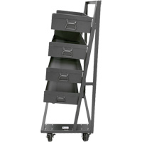 Single-Sided Heavy Duty A-Frame Cart with 4 Large Lipped Trays, 38" x 25" x 63", 2500 lbs. Capacity Action Paper