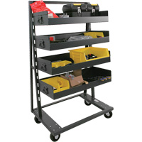 Single-Sided Heavy Duty A-Frame Cart with 4 Large Lipped Trays, 38" x 25" x 63", 2500 lbs. Capacity Action Paper