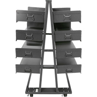 Double-Sided Heavy Duty A-Frame Cart with 8 Large Trays, 38" x 30" x 63", 2500 lbs. Capacity Action Paper