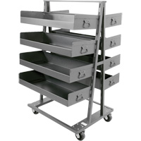 Double-Sided Heavy Duty A-Frame Cart with 8 Large Lipped Trays, 38" x 30" x 63", 2500 lbs. Capacity Action Paper
