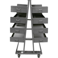 Double-Sided Heavy Duty A-Frame Cart with 8 Large Lipped Trays, 38" x 30" x 63", 2500 lbs. Capacity Action Paper