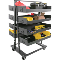 Double-Sided Heavy Duty A-Frame Cart with 8 Large Lipped Trays, 38" x 30" x 63", 2500 lbs. Capacity Action Paper