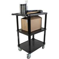 Utility Cart with Flat Shelf, 3 Tiers, 18-1/8" x 37-3/8" x 27-3/4", 330 lbs. Capacity Action Paper