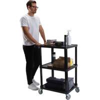 Utility Cart with Flat Shelf, 3 Tiers, 18-1/8" x 37-3/8" x 27-3/4", 330 lbs. Capacity Action Paper