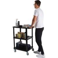 Utility Cart with Flat Shelf, 3 Tiers, 18-1/8" x 37-3/8" x 27-3/4", 330 lbs. Capacity Action Paper