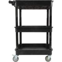 Utility Cart with Deep Lip Shelf, 3 Tiers, 19" x 39-1/2" x 28-1/4", 330 lbs. Capacity Action Paper