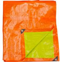 High-Visibility Heavy-Duty Woven Tarp, Polyethylene, Green/Orange, 16' x 20' x 12 mils Action Paper