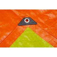 High-Visibility Heavy-Duty Woven Tarp, Polyethylene, Green/Orange, 16' x 20' x 12 mils Action Paper