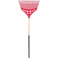 Leaf Rake, 24" Blade, Wood Handle, Plastic Blade Action Paper