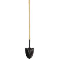Round Point Shovel, Tempered Steel Blade, Wood, Straight Handle Action Paper