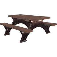 Recycled Plastic Picnic Tables, 6' L x 62-1/4" W, Brown Action Paper