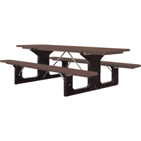 Recycled Plastic Picnic Tables, 6' L x 61-1/2" W, Brown Action Paper