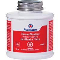Thread Sealant with PTFE, Brush Top Bottle, 118 ml, -54°C - 150°C/-65°F - 300°F NIR857 | Action Paper