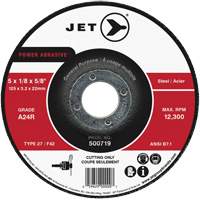 Power Abrasive Cut-Off Wheel, 4-1/2" x 1/8", 7/8" Arbor, Type 27, 13300 RPM Action Paper