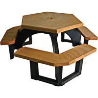 Recycled Plastic Hexagon Picnic Tables, 78" L x 78" W, Cedar Action Paper