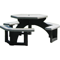 Recycled Plastic Hexagon Picnic Tables, 78" L x 78" W, Grey Action Paper