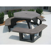 Recycled Plastic Hexagon Picnic Tables, 78" L x 78" W, Brown Action Paper
