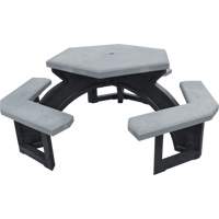 Recycled Plastic Hexagon Picnic Tables, 78" L x 78" W, Grey Action Paper