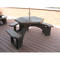 Recycled Plastic Hexagon Picnic Tables, 78" L x 78" W, Brown Action Paper