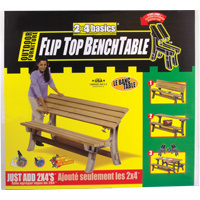 Basics&reg; Flip Top Park Bench / Table, Plastic, 96" L x 26" W x 34" H, Sand Action Paper