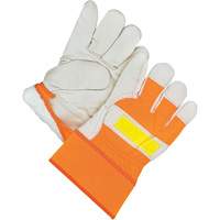 Classic High-Visibility Fitter Gloves, One Size, Grain Cowhide Palm, Acrylic-Pile Inner Lining Action Paper