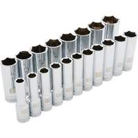 Metric Socket Set, 19 Pcs, 1/2" Drive Size, Deep Action Paper