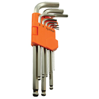 Ball End Hex Key Set, 9 Pcs., Metric Action Paper