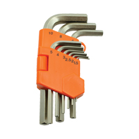 Hex Key Set, 9 Pcs., Metric Action Paper