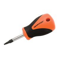 Square Recess Stubby Screwdriver, #1 Tip, Round, 3-4/5" L, Plastic/Wood/Cushion Grip Handle Action Paper