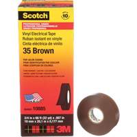Ruban isolant en vinyle pour codification par couleur Scotch, 19 mm (3/4") la x 20 m (66') lo, 7 mils, Brun Action Paper