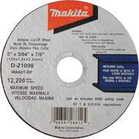 Thin Kerf Cut-Off Wheel, 5" x 3/64", 7/8" Arbor, Type 1, Aluminum Oxide, 12200 RPM Action Paper