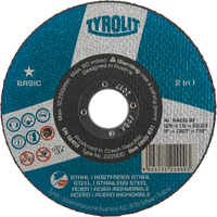 Basic 2 In 1 Cut-Off Wheel, 4-1/2" x 1/16", 7/8" Arbor, Type 1, Aluminum Oxide, 13300 RPM Action Paper