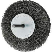 Brosses mont&eacute;es &agrave; fils cr&ecirc;p&eacute;s circulaires, 4", Fils 0,008", Tige 1/4" Action Paper