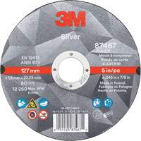 Silver Cut-Off Wheel, 5" x 0.045", 7/8" Arbor, Type 1, Ceramic, 12250 RPM Action Paper