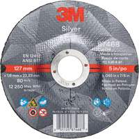 Silver Cut-Off Wheel, 5" x 0.045", 7/8" Arbor, Type 27, Ceramic, 12250 RPM Action Paper