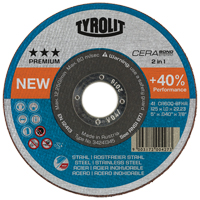 Cerabond Cutting Disc, 5" x 0.045", 7/8" Arbor, Type 1, Ceramic, 12250 RPM Action Paper