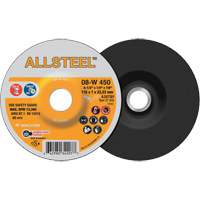 AllSteel Grinding Wheel, 4-1/2" x 1/4", 7/8" Arbor, Aluminum Oxide, Type 27 Action Paper