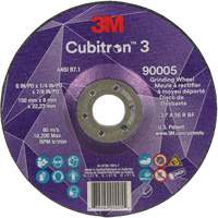 Cubitron 3 Depressed Centre Grinding Wheel, 6" x 1/4", 7/8" Arbor, Ceramic, Type T27 Action Paper