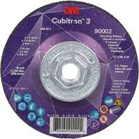 Cubitron 3 Depressed Centre Grinding Wheel, 4-1/2" x 1/4", 5/8"-11 Arbor, Ceramic, Type T27 Action Paper