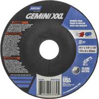 Gemini XXL Grinding Wheel, 4-1/2" x 1/4", 7/8" Arbor, Aluminum Oxide, Type 27 Action Paper