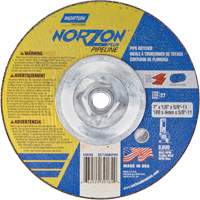 NorZon Plus SGZ Right Angle Cut-Off Wheel, 7" x 1/8", 5/8"-11 Arbor, Type 27/42, Ceramic Alumina, 8600 RPM Action Paper