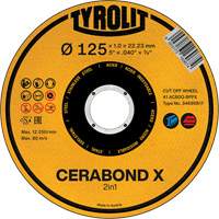Cerabond X Cut-Off Wheel, 5" x 0.04", 7/8" Arbor, Ceramic Action Paper