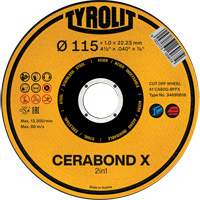 CA60Q-BFPX CERABOND X Cut-Off Wheel, 4-1/2" x 0.039", 7/8" Arbor, Type 1 Action Paper
