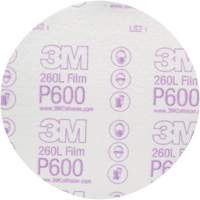 Hookit Finishing Film Abrasive Disc 260L 00971, 6" Dia., P600 Grit, Aluminum Oxide Action Paper