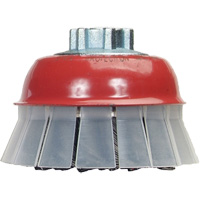 Brosse-boisseau &agrave; fils nou&eacute;s avec protecteur, 4" dia. x 5/8"-11 arbre Action Paper